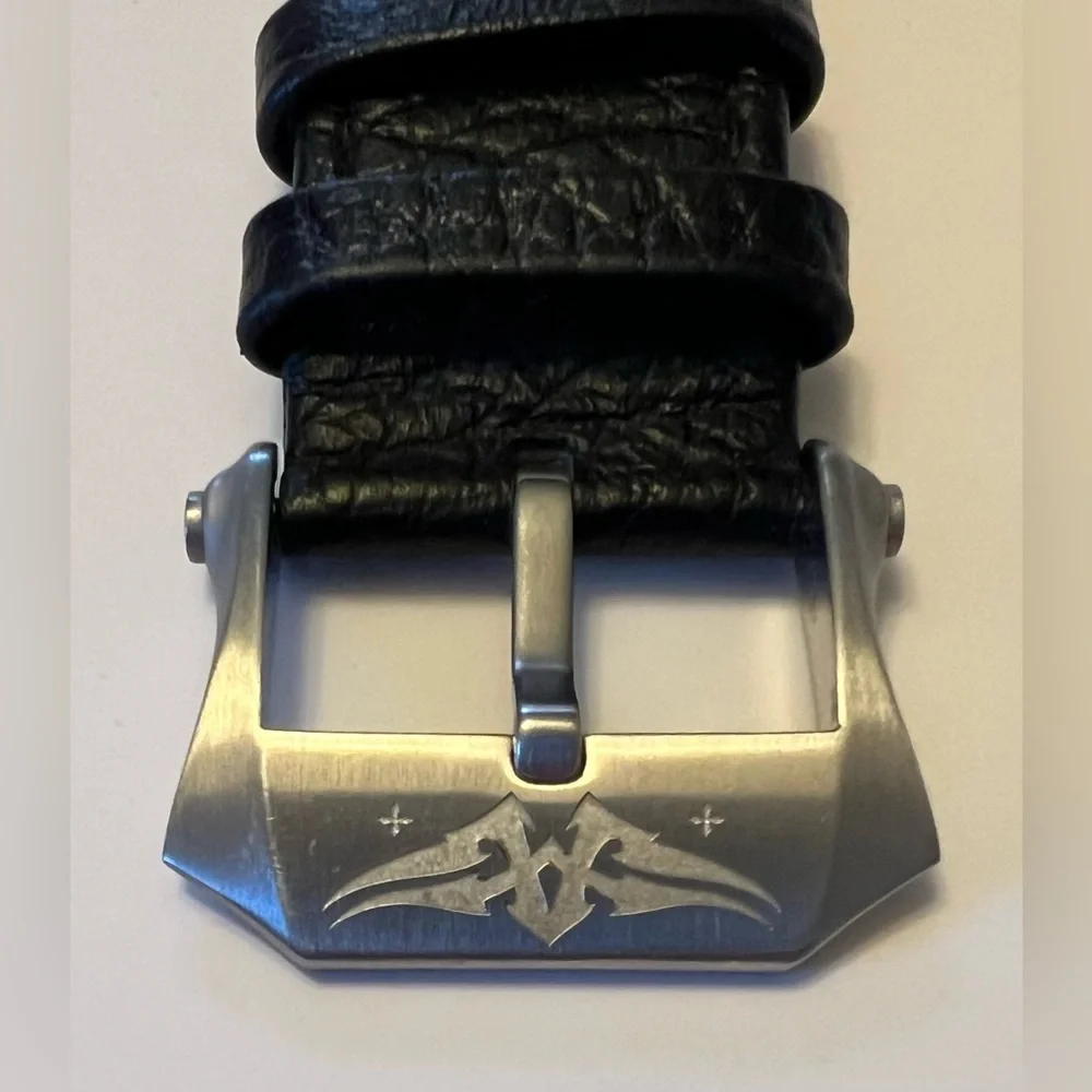 Affliction Avengers Watch Black Leather Studs Strap Winged Skull Tattoo Art Men - Picture 9 of 16